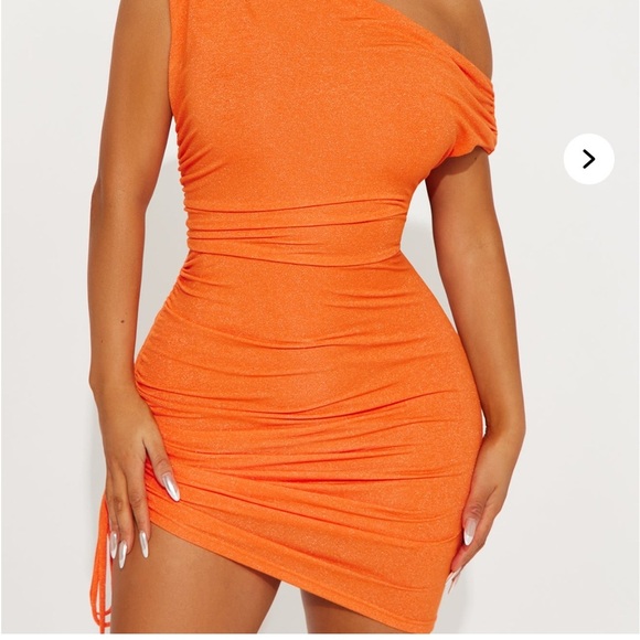Fashion Nova Orange Ruched Mini Dress – XS - Picture 4 of 5